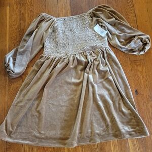 Old Navy Velvet Kids Dress in Tan